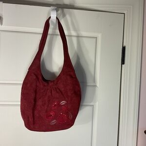 Forever by Fossil Maroon Suede Embossed Purse